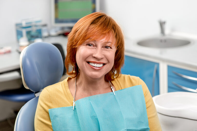 Senior woman in the dental office.